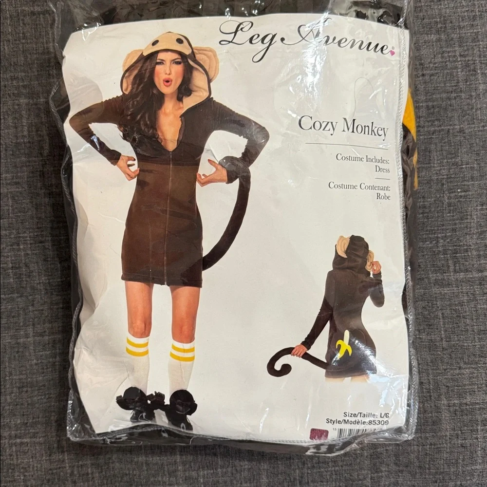 Leg Avenue Cozy Monkey Costume Dress – Hooded w/ Tail – Worn Once - Picture 3 of 5